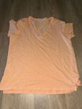 Victoria's Secret Peach Slub Knit V Neck Tee Soft Lounge Top